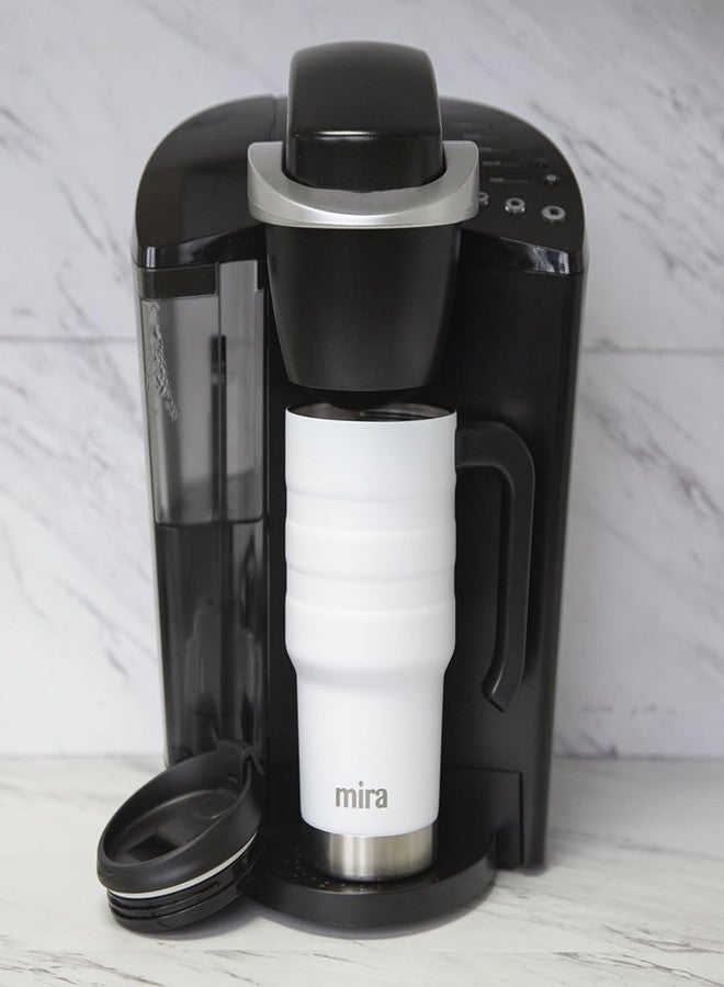 MIRA 20 oz Insulated Travel Mug - Stainless Steel Coffee Cup with Spill-Proof Flip Lid & Handle - Hot/Cold Car Tumbler - Sand - Image 3