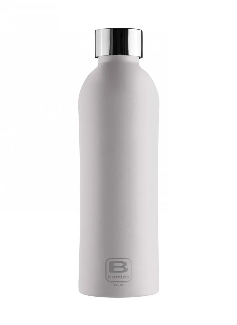 Bugatti BUGATTI B BOTTLES TWIN Thermal bottle white color 800 ML color keeps liquids hot for Hours 12, cold for Hours 24 and ice for Hours 36 18/10 stainless steel fitness bottle, ecological and reusable designed in Italy