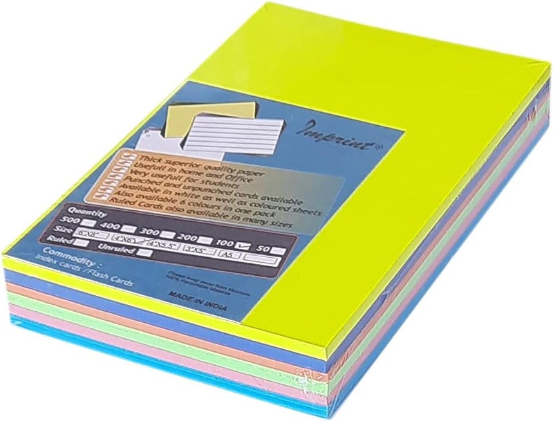IMPRINT Card Stock, Index Cards 4" x 6" Bright Assorted Colors, 100 in This Package - Image 1