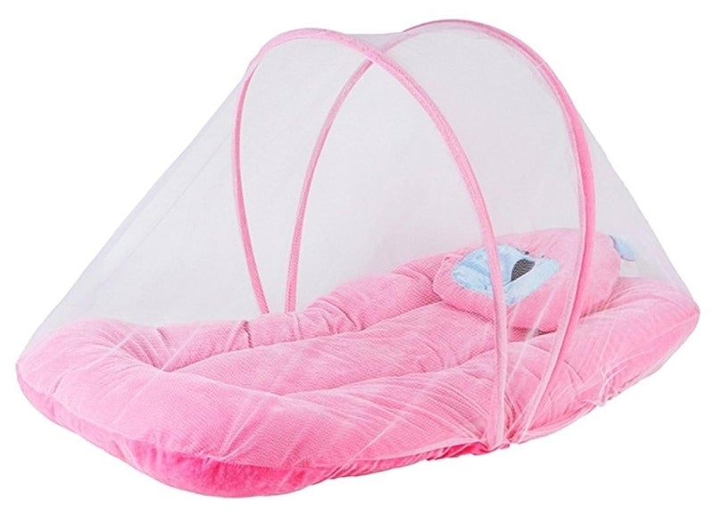 Brandonn Brandonn Premium Toddler Mattress with Mosquito Net and Hooded Baby Blanket Pack Pink Pack of 2  - Image 2