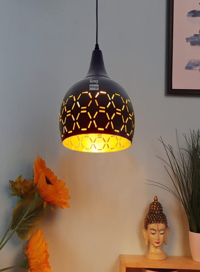 GreyWings Laser Cutted Helmet Hanging Light Ceiling Pendant Lamp, Black, Pack of 2 - Image 2