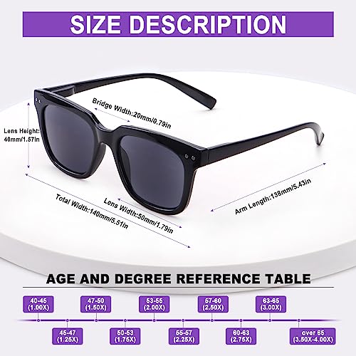 CHOFILORD 6 Pack Fashion Reading Glasses for Women Men Blue Light Blocking Oversized Square Readers with Spring Hinge (2 Black & 4 Colorful, 2.25) - Image 2