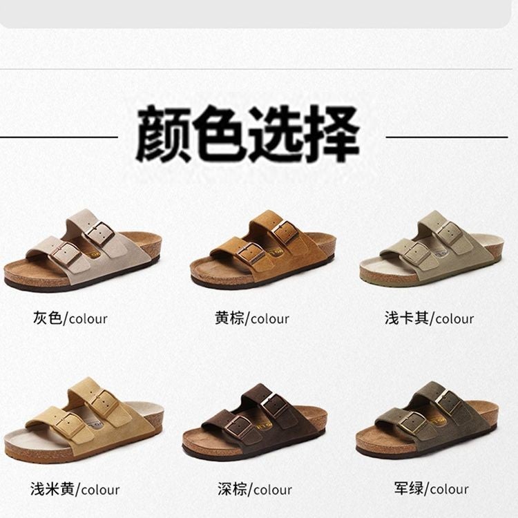 Thick-Soled Birkenstock Shoes 2024 Summer Outer Slippers For Women Frosted Cork Birkenstock Sandals Non-Slip Slippers Trendy - Image 2