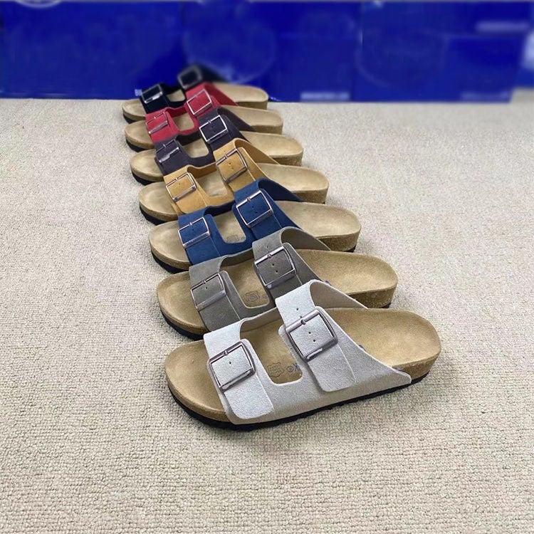 Thick-Soled Birkenstock Shoes 2024 Summer Outer Slippers For Women Frosted Cork Birkenstock Sandals Non-Slip Slippers Trendy - Image 4