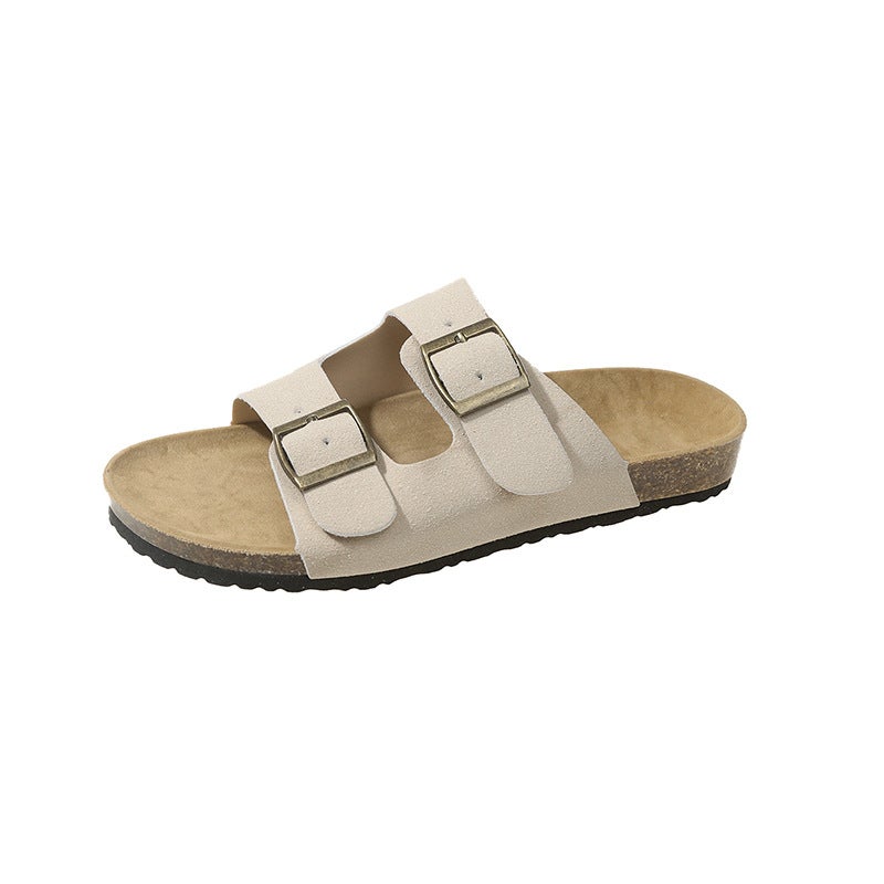 Thick-Soled Birkenstock Shoes 2024 Summer Outer Slippers For Women Frosted Cork Birkenstock Sandals Non-Slip Slippers Trendy - Image 1