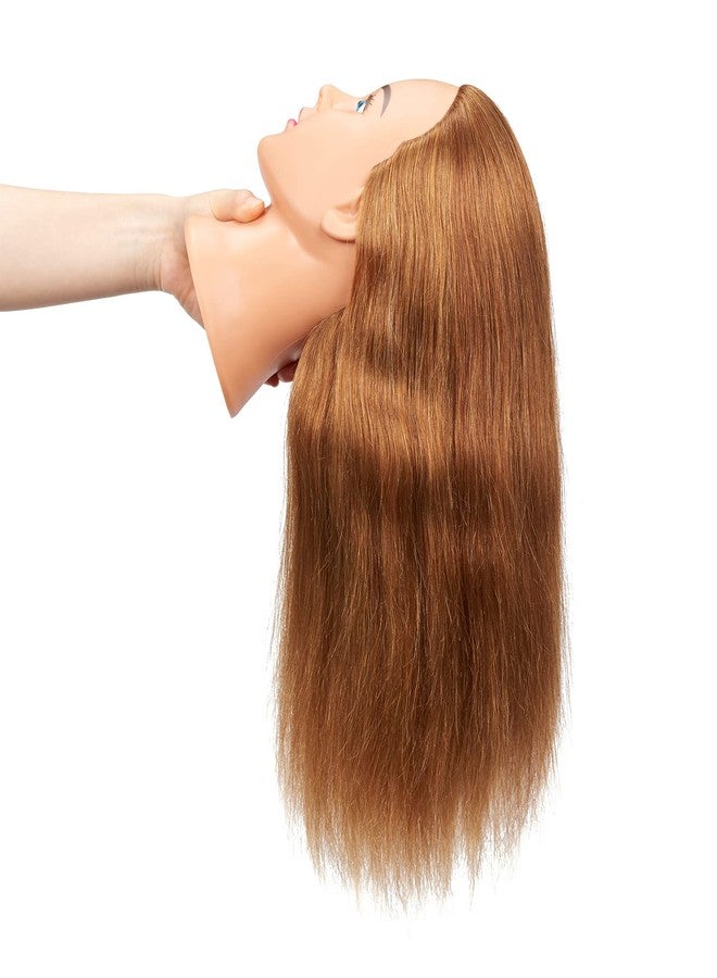 هيرانجريد رأس مانيكان من Hairingrid مقاس 20-22 بوصة، مصنوع من شعر بشري 100%، مانيكان لتصفيف الشعر والتجميل، رأس تدريب للشعر مع حامل مشبك مجاني (R71906LB0614H) - Image 4