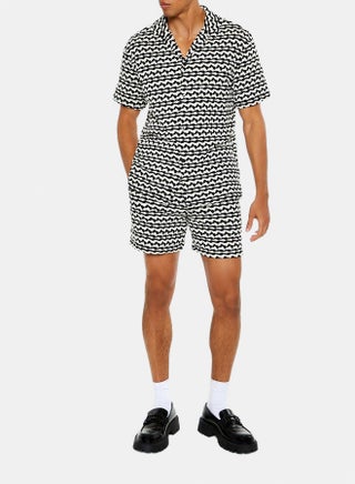 Textured Geo Drawstring Shorts