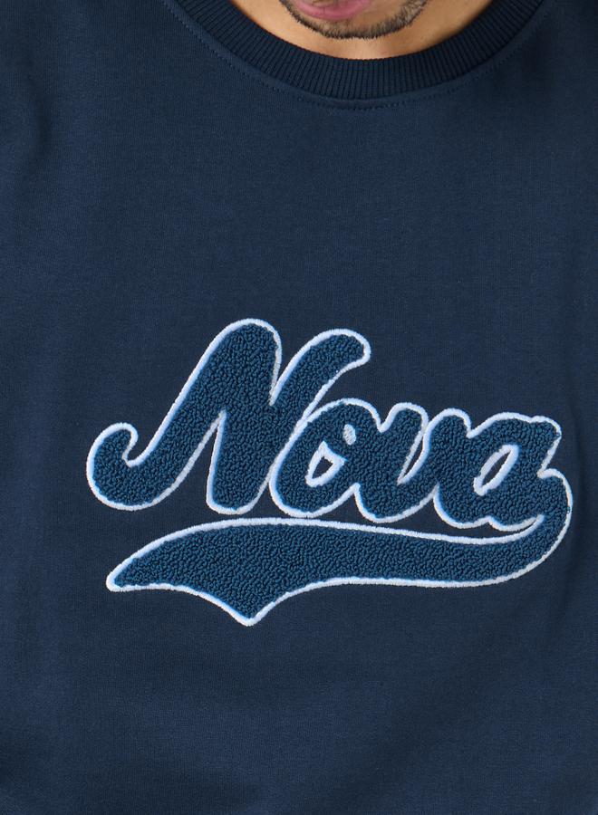 Styli Navy Blue Embroidered Sweatshirt - Image 4