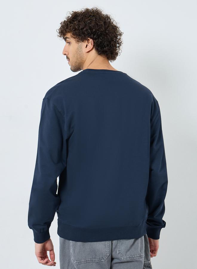 Styli Navy Blue Embroidered Sweatshirt - Image 5
