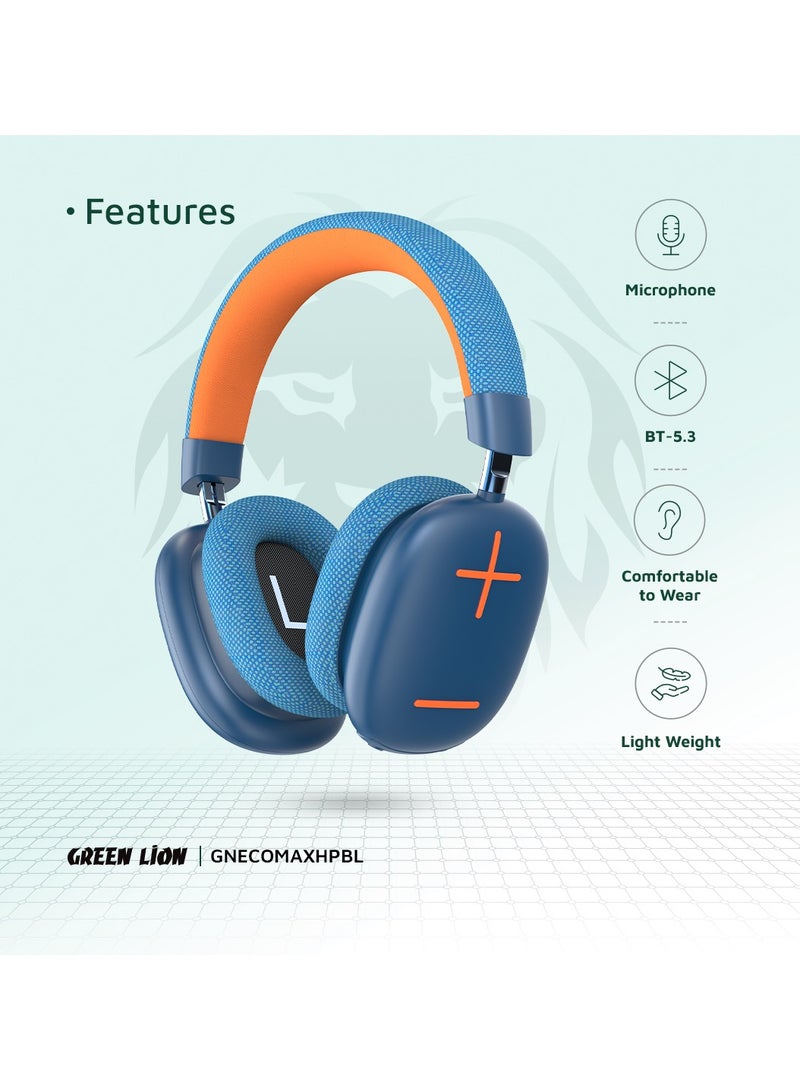 GREEN LION Echo Max Headphone Bluetooth: V5.3 Light Weight- Blue - Image 2