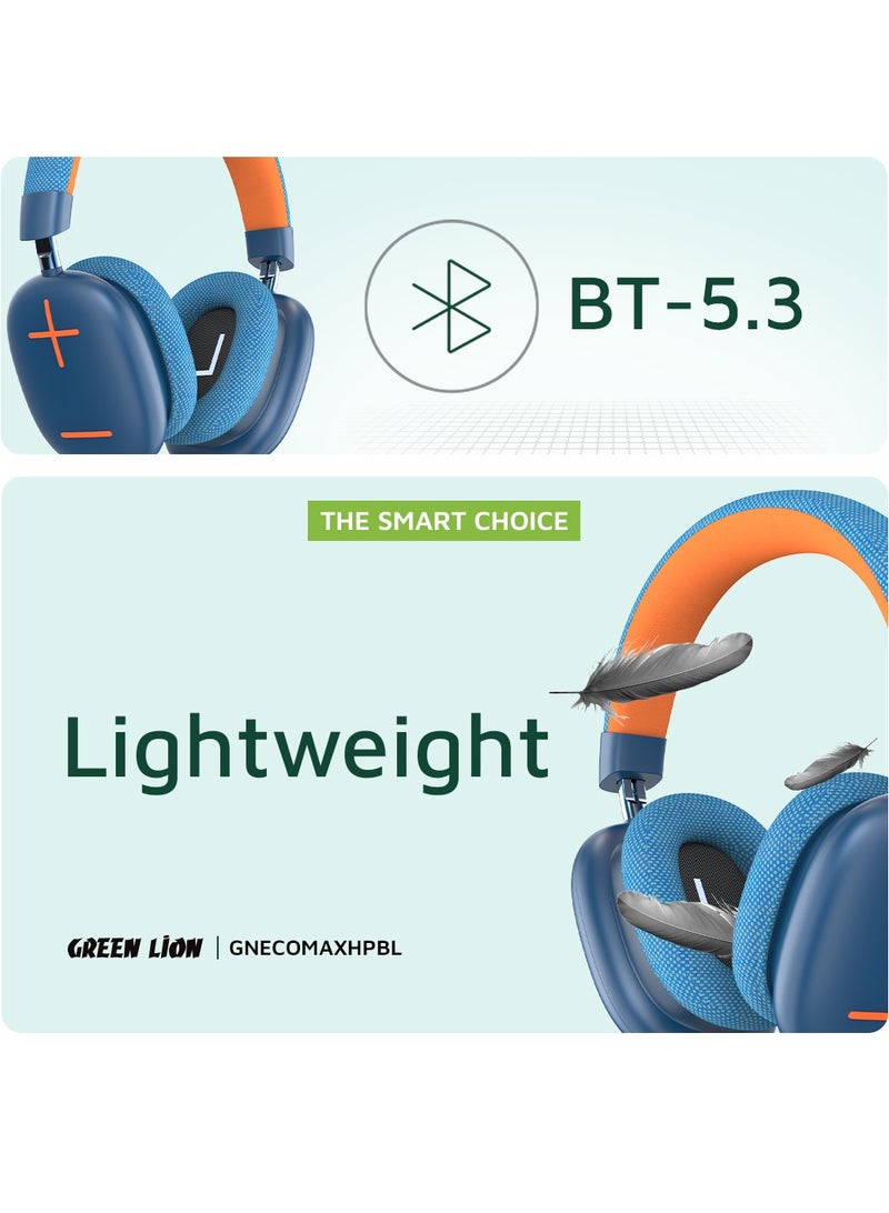GREEN LION Echo Max Headphone Bluetooth: V5.3 Light Weight- Blue - Image 4