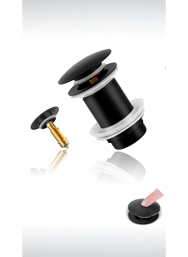 The Bros Black Universal Pop-Up Bathtub Drain Fitting - Tool-Free Installation, Without Overflow for Sink/Washbasin - Image 1