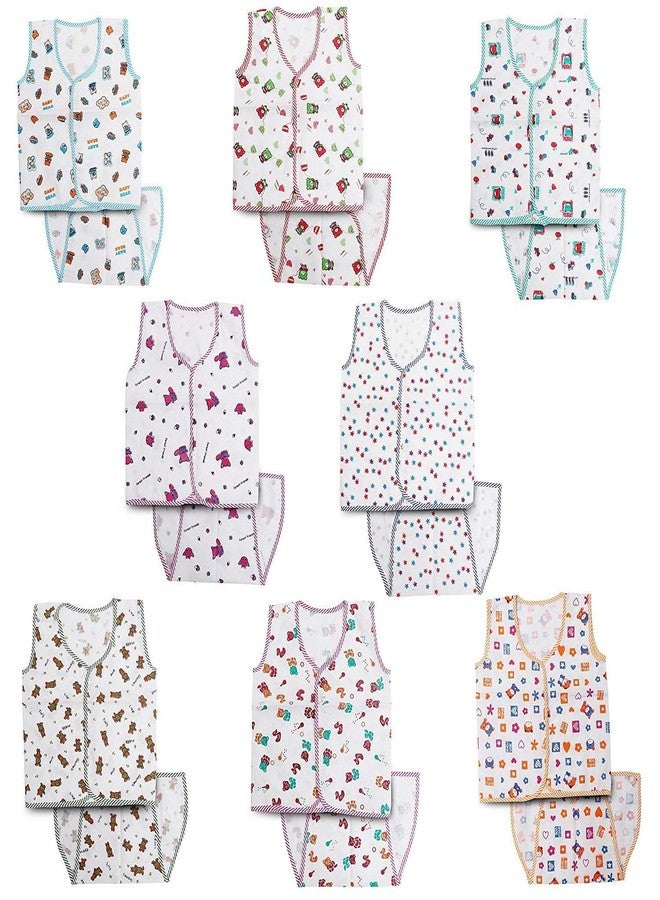 EIO New Born Baby Girl Baby Boy Cotton Jhabla Set Combo (Jhabla Langot 16Pcs White) - Image 1