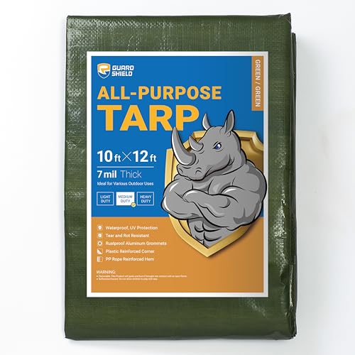 GUARD SHIELD Green Tarp Waterproof 10x12 Feet Medium Duty All Purpose Poly Tarps Cover 7mil - Image 1
