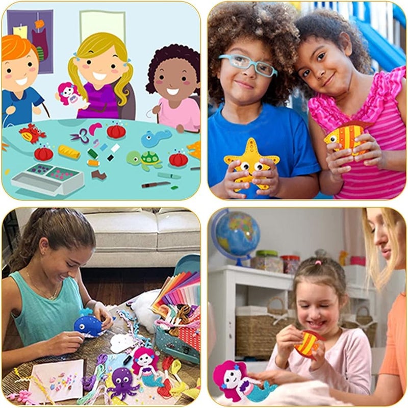 MAKINGTEC Sea Animals Sewing Kit Make Your Own Ocean Animals Mermaid DIY Felt Craft Kit Gifts for Beginner Kids Educational Art Craft Supplies Set of 8 - Image 4