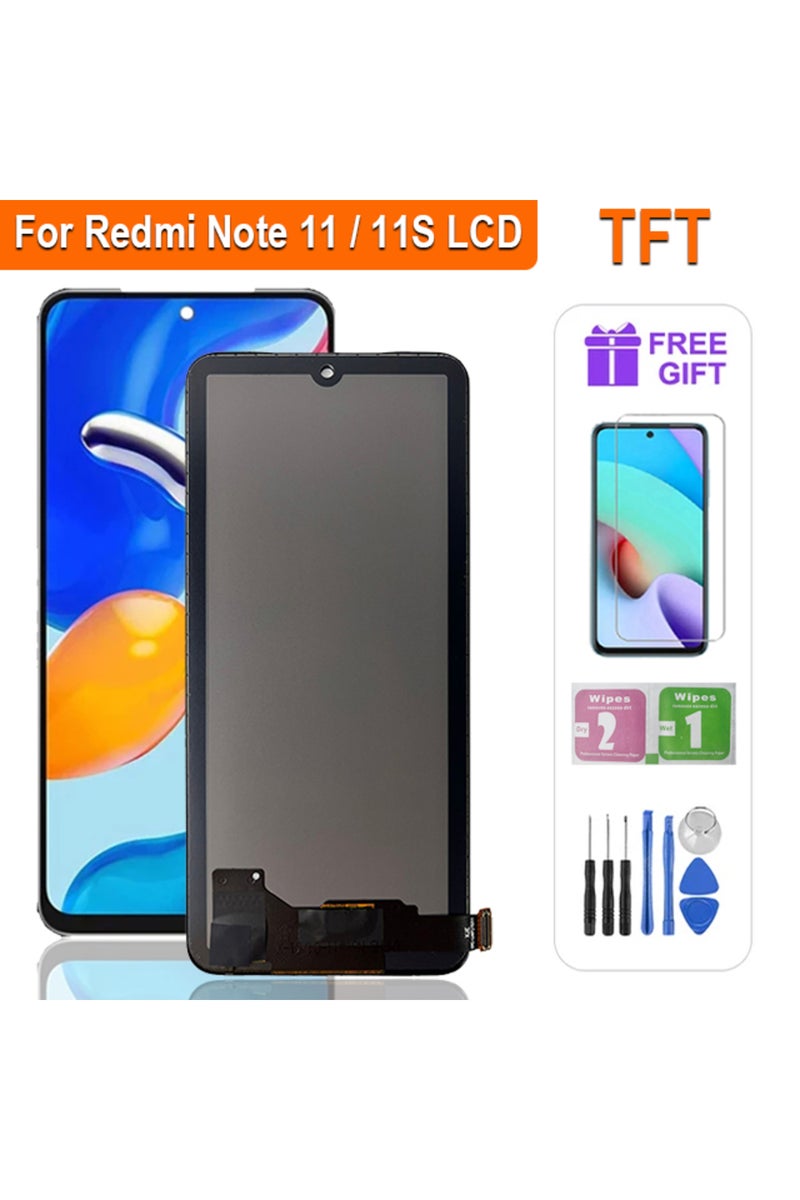 شاشة TFT Super AMOLED LCD بدون إطار لهاتف Redmi Note 11 (رقم الموديل 2201117TG) مع مُحَوِّل رقمي.