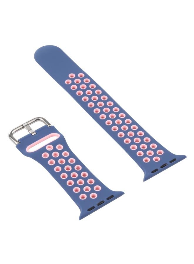 إيروريكس سوار ساعة سيليكون + حافظة واقية مع مجموعة واقي شاشة لساعة Apple Watch Series 3 و2 و1 مقاس 38 مم (أزرق وردي) - Image 2