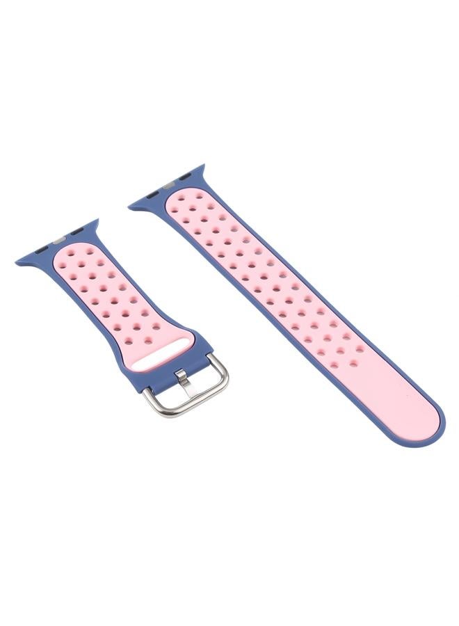 إيروريكس سوار ساعة سيليكون + حافظة واقية مع مجموعة واقي شاشة لساعة Apple Watch Series 3 و2 و1 مقاس 38 مم (أزرق وردي) - Image 3