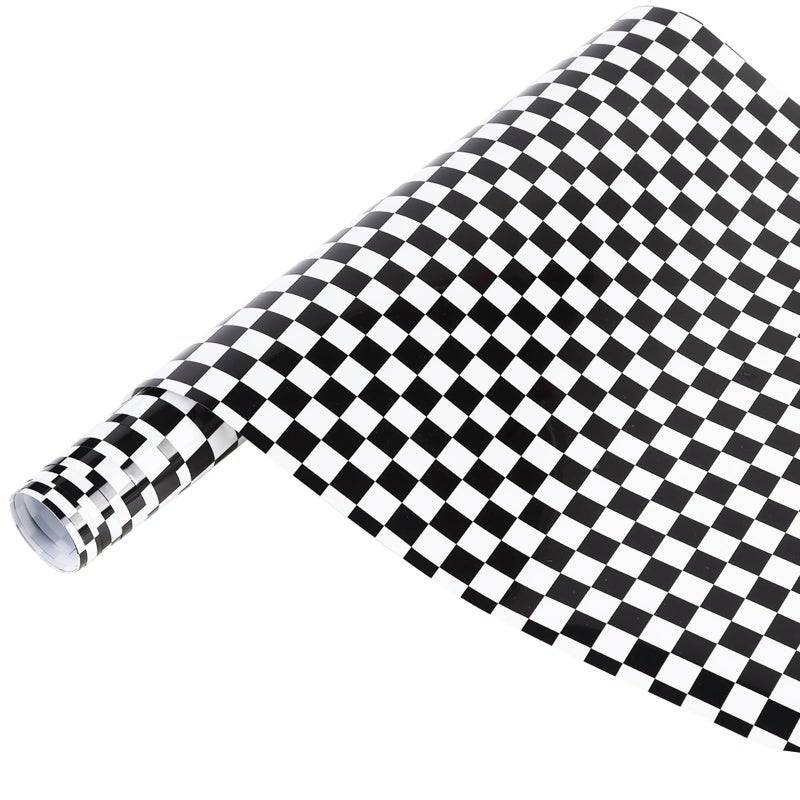 HTVSTD Check Flag HTV Vinyl Roll - 12'' x 8ft Checkerboard Heat Transfer Vinyl Racing Flag Patterned HTV Vinyl for Fabric Checker Iron on Vinyl - Image 1