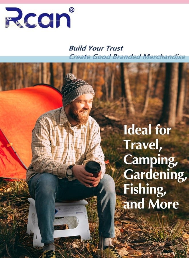 ركان كرسي خطوة قابل للطي قوي للغاية وقابل للطي للأطفال، كرسي قابل للطي خفيف الوزن محمول كبير الحجم غير قابل للانزلاق للبالغين، كراسي خطوة شديدة التحمل للمطبخ والحمام أو غرفة النوم. - Image 5