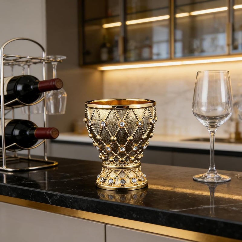 Premium Metal Crystal Designs Drinking Cup Ideal for Cocktails and White Spirit Elegant Goblet Rhinestone Glassware - Image 3