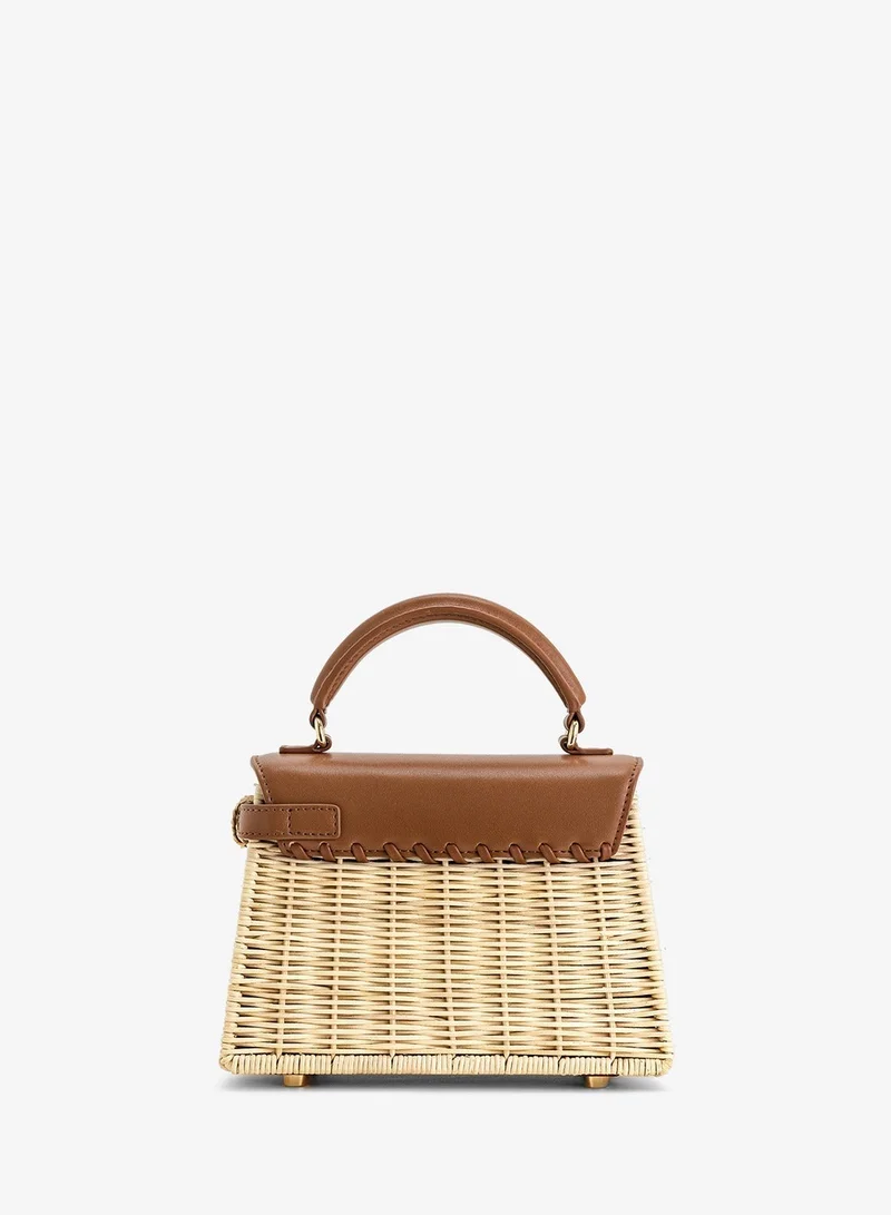 Jw Pei Brown Rattan Elise Natural Rattan Weaving handbag for Women | Best Price UAE