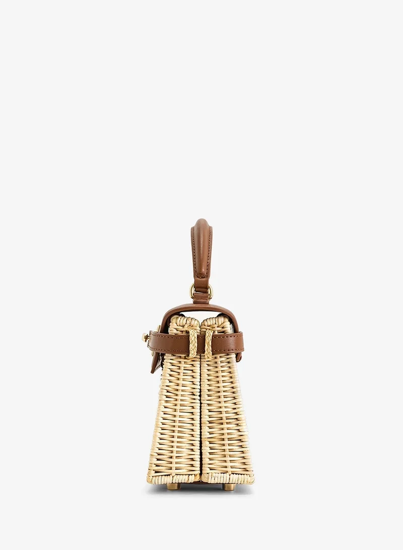 Jw Pei Brown Rattan Elise Natural Rattan Weaving handbag for Women | Best Price UAE