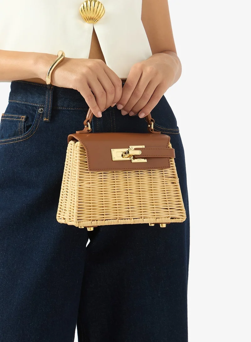 Jw Pei Brown Rattan Elise Natural Rattan Weaving handbag for Women | Best Price UAE