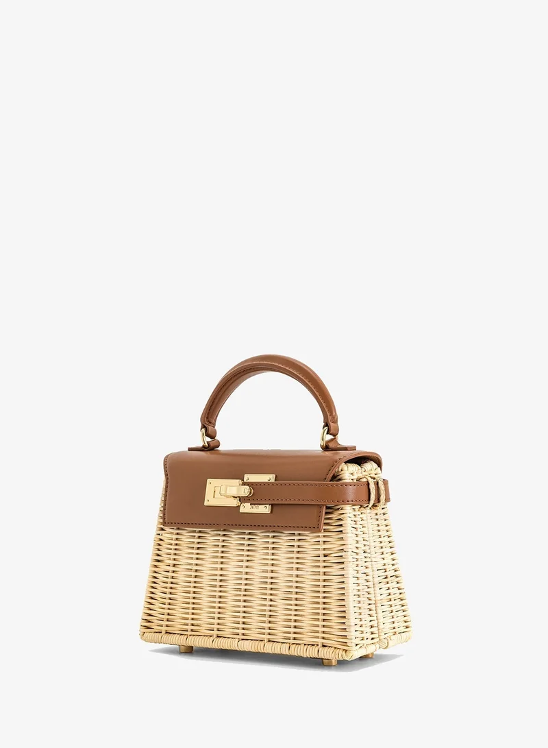 Jw Pei Brown Rattan Elise Natural Rattan Weaving handbag for Women | Best Price UAE