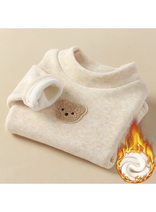 Upgraded Thickeneded Kidsren's Wool Mulberry Silk Fleece-lined Koala Velvet For Boys And Girls To Wear In Winter With Half Turtleneck To Heattech