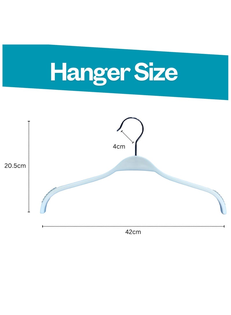 ORTUK 12pcs Heavy Duty Plastic Hangers for Pants, Non Slip Shoulder Clothes Hangers, Detachable 360° Rotatable Swivel Hook, Space Saving Closet Hangers for Coat, Shirt, Trouser, Lingerie Wardrobe 42x20 cm - Image 2