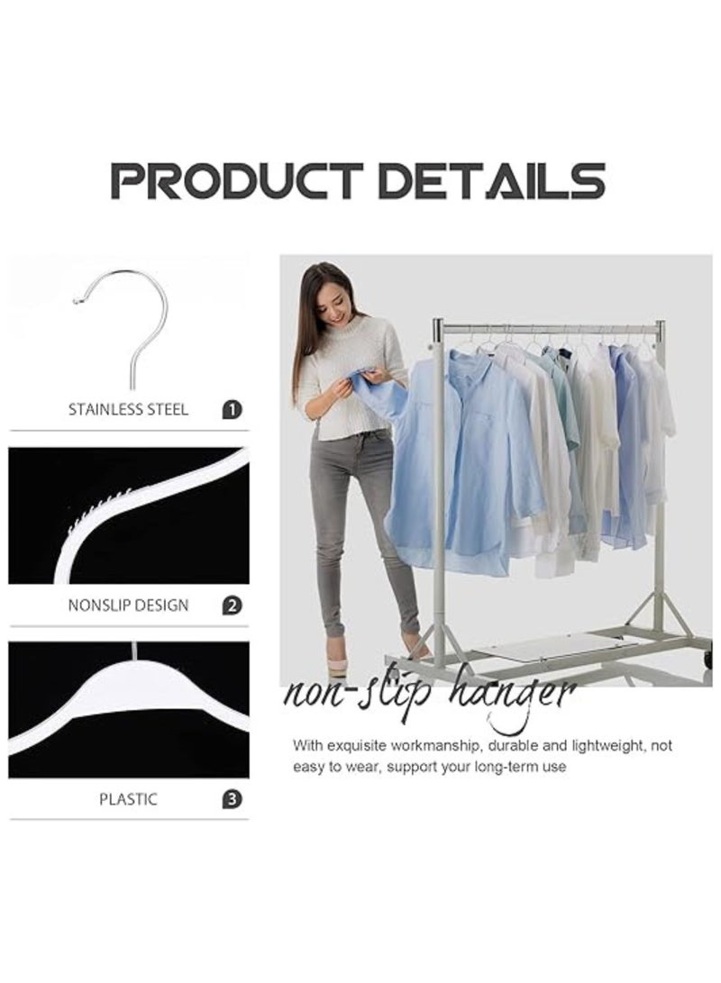 ORTUK 12pcs Heavy Duty Plastic Hangers for Pants, Non Slip Shoulder Clothes Hangers, Detachable 360° Rotatable Swivel Hook, Space Saving Closet Hangers for Coat, Shirt, Trouser, Lingerie Wardrobe 42x20 cm - Image 5