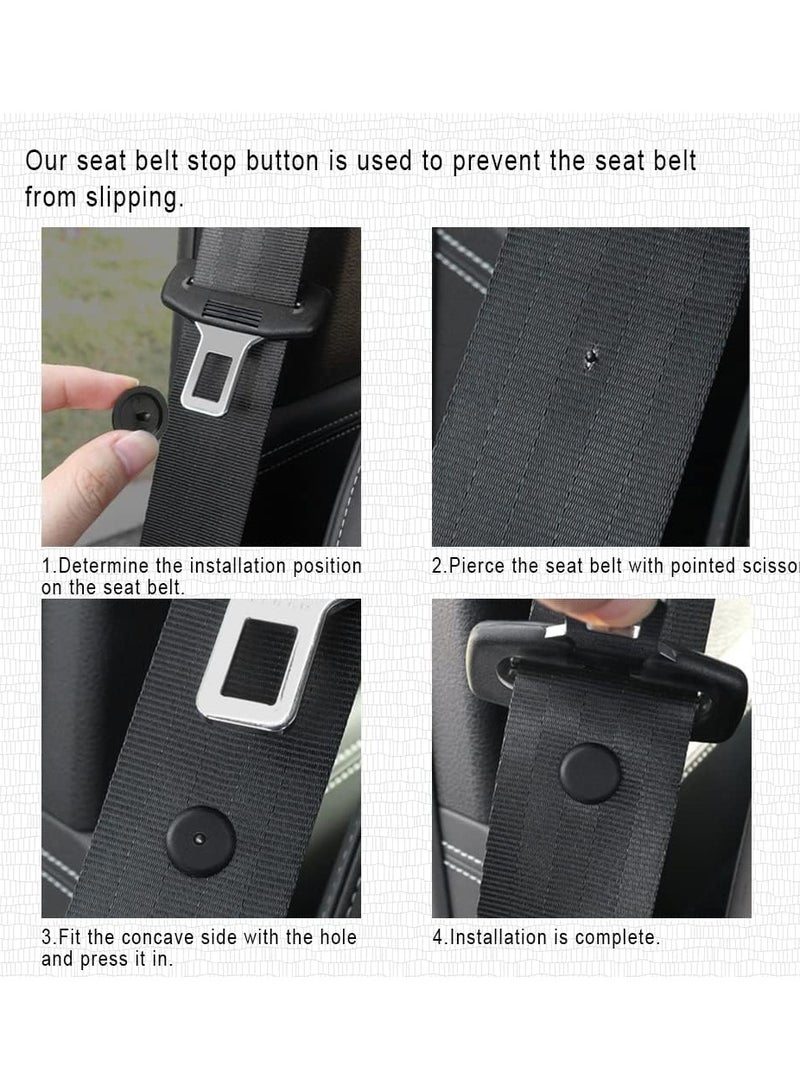 SYOSI 8 Sets Universal Fit Seatbelt Stopper Kit Seat Belt Stop Button Snap-on Seat Belt Button Stop Seat Belt Buckle Button Prevent Buckle Plastic Clip Stop from Sliding Down The Belt  - Image 3