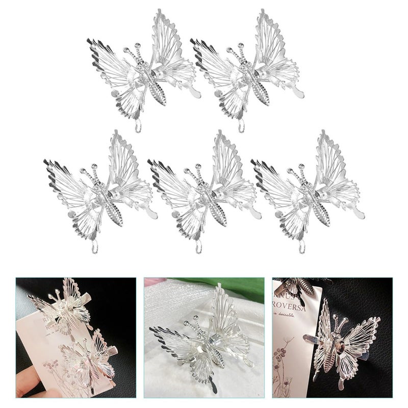 POPETPOP 5pcs Hollow Metal Butterfly Hair Barrettes Clips Moving Wings Hairpins for Women Decorative Hair Accessories for Weddings and Daily Use - Image 5