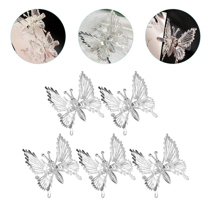 POPETPOP 5pcs Hollow Metal Butterfly Hair Barrettes Clips Moving Wings Hairpins for Women Decorative Hair Accessories for Weddings and Daily Use - Image 4