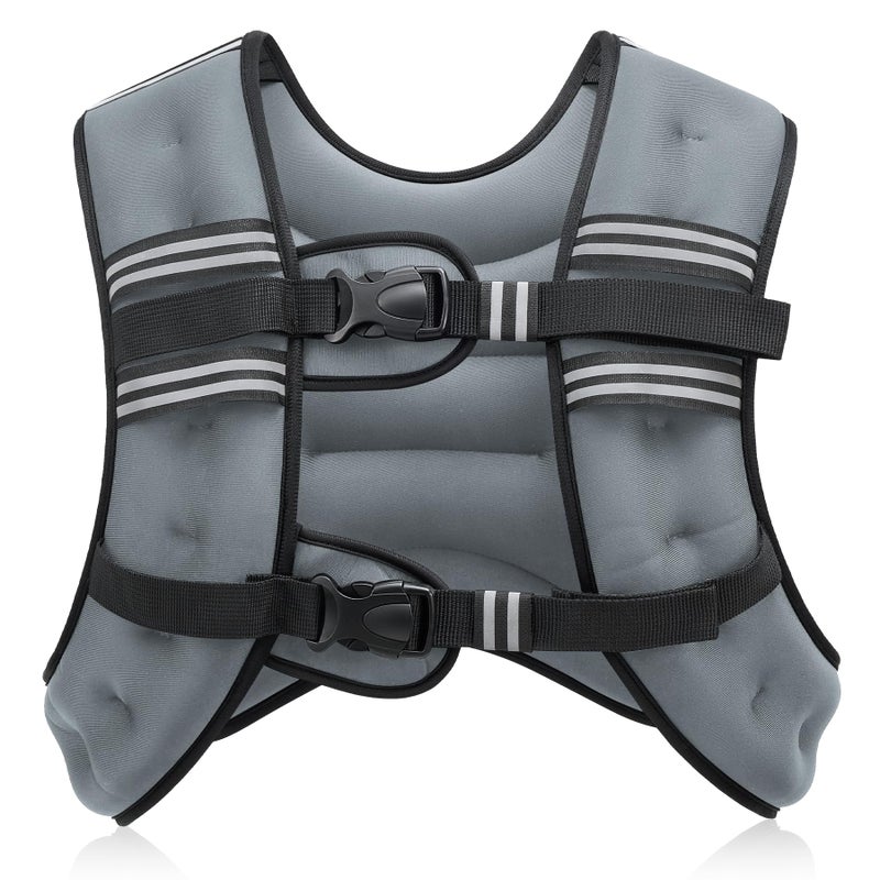 ZELUS Weighted Vest, 6lb/8lb/12lb/16lb/20lb/25lb/30lb Weight Vest with Reflective Stripe for Workout, Strength Training, Running, Fitness, Muscle Building, Weight Loss, Weightlifting, Grey(16 lb) - Image 1