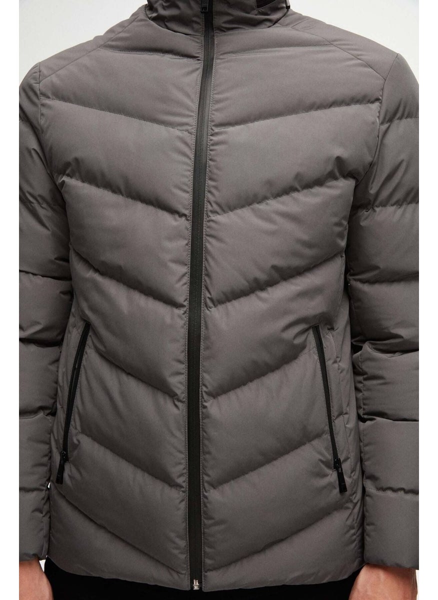 twn Slim Fit Gray Concealable Hooded Fiberfill Windproof Jacket 3EC073151002M  - Image 3