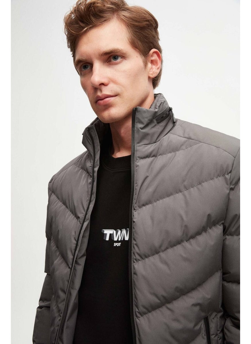 twn Slim Fit Gray Concealable Hooded Fiberfill Windproof Jacket 3EC073151002M  - Image 2
