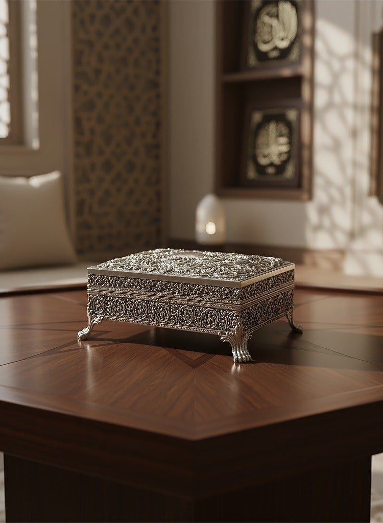 أوديسي علبة مجوهرات فضة كبيرة بزخارف نباتية مصنوعة يدويًا (DSC6950) - Image 2