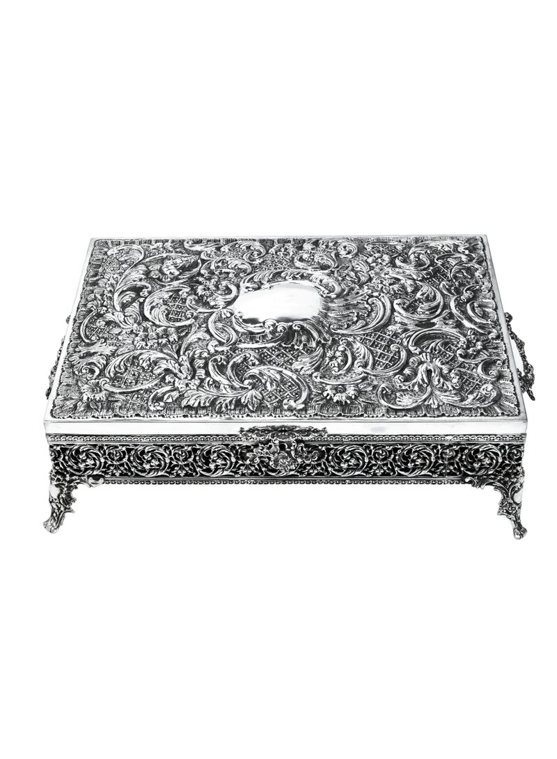 أوديسي علبة مجوهرات فضة كبيرة بزخارف نباتية مصنوعة يدويًا (DSC6950) - Image 3