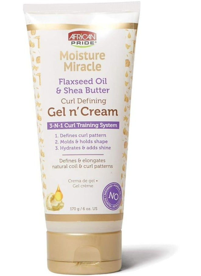 African Pride Moisture Miracle Gel n' Cream - 3-In-1 Curl Training System, Defines Curls, Holds Shape 170 g