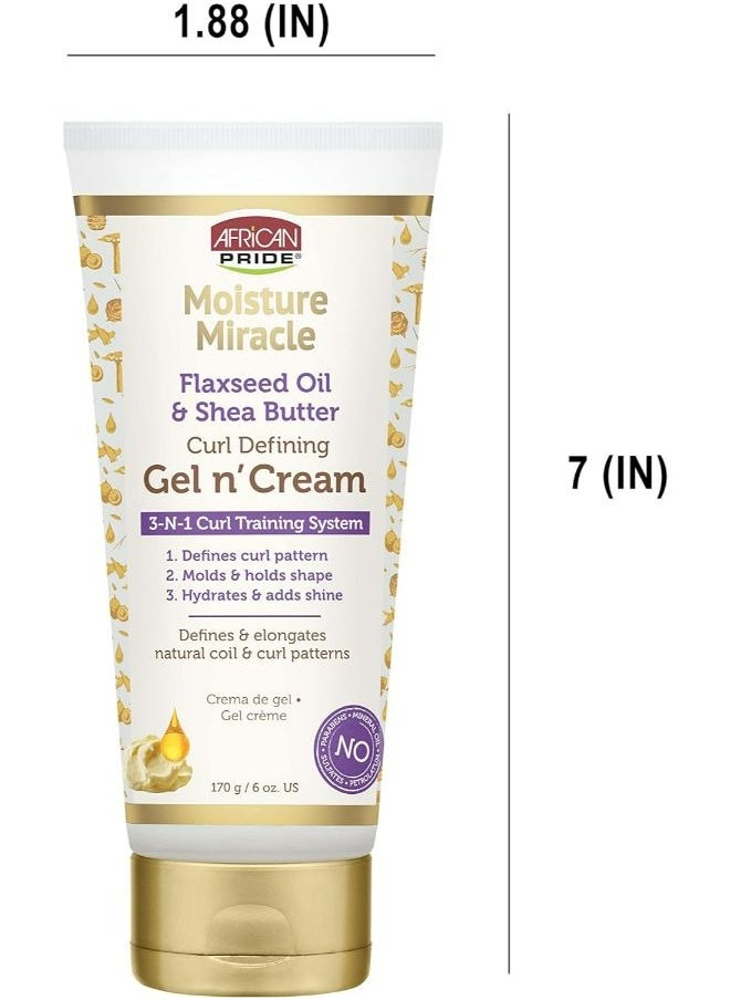 African Pride Moisture Miracle Gel n' Cream - 3-In-1 Curl Training System, Defines Curls, Holds Shape 170 g