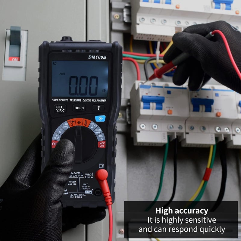 DM100B Digital Multimeter Tester with LCD Display Non Contact Voltage Detection Burn Proof - Image 3