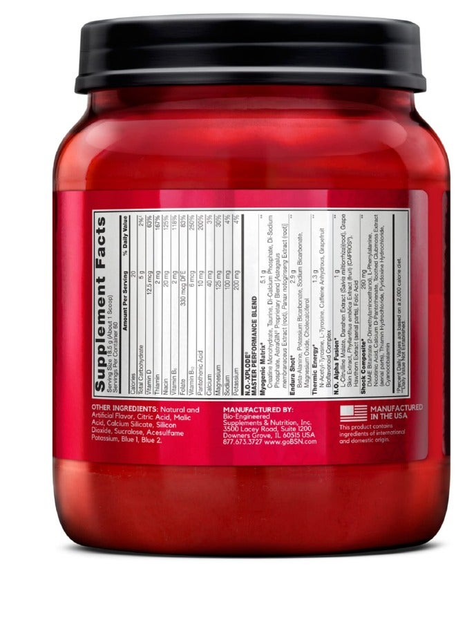 BSN N.O.-Xplode Legendary Pre-Workout Blue Raz Flavor 60 Servings - Image 3