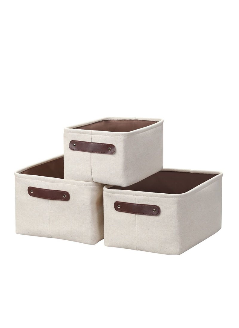 Storage Basket Set-3 Piece Light Brown- Sleek Decorative Open Top Organizing Bins With Easy to Carry Handles for Stationary Home Closet Bedroom Bathroom Kitchen Living Room Office and on Shelf - pzsku/Z85826E6E8965C76AAD25Z/45/_/1683120967/4e9497df-efd1-45b6-bd7d-29efd009ce90