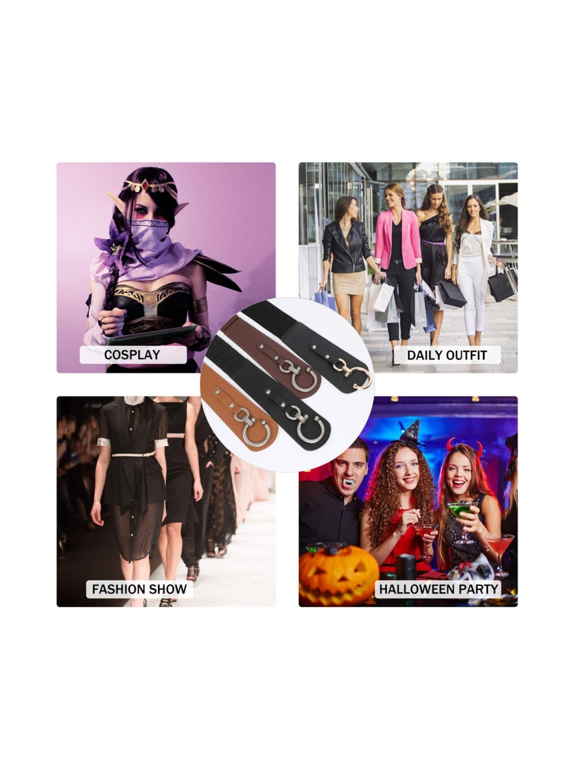 Excefore Women's Fashion Vintage Wide Elastic Stretch Waist Belt, With Interlock Buckle Halloween Belt - Image 5