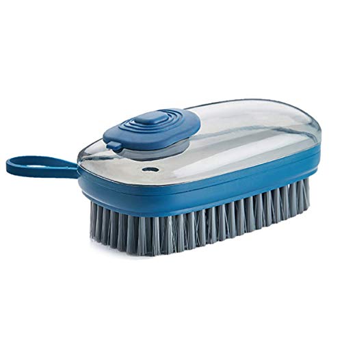 Mockery Multifunctional Scrubbing Brush, Automatic Liquid Filling Reusable Soft Laundry Clothes and Shoes Scrubbing Brush, Good Scrubber Cleaner for Bathroom Kitchen Tub Shower Sink Carpet (Blue) - Image 1