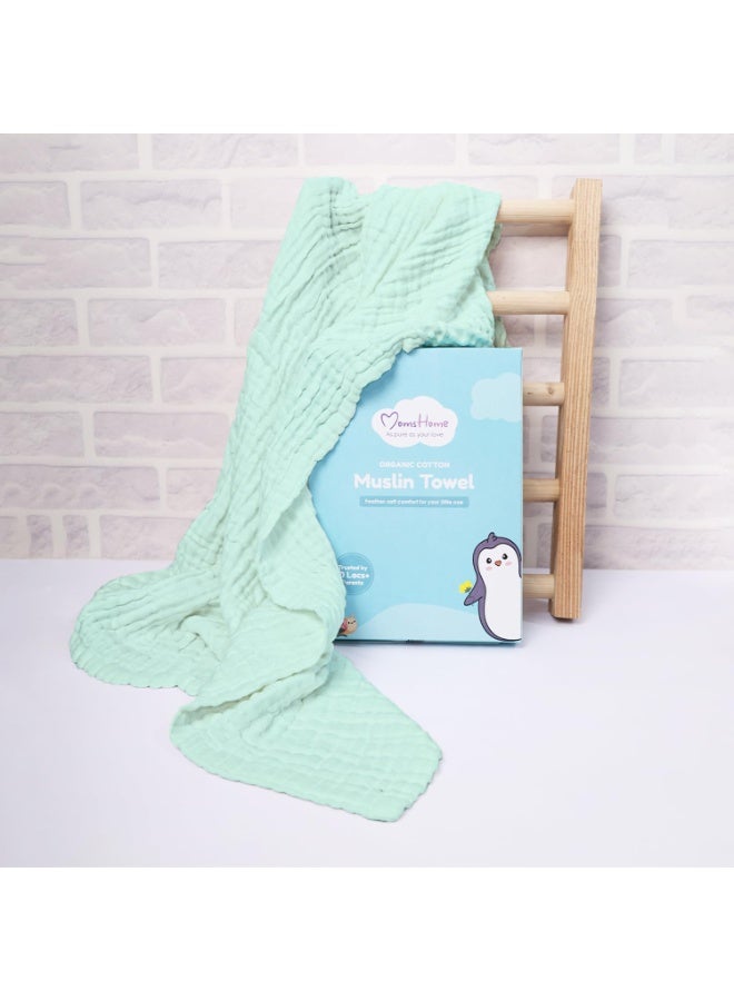 مومز هوم منشفة أطفال قطنية فائقة النعومة من مامز هوم، 6 طبقات، قابلة للامتصاص، 100×100 سم، (0-3 سنوات) - خضراء - Image 2