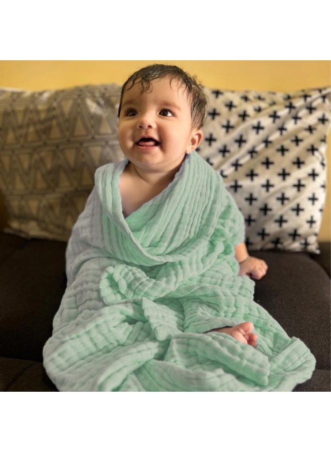 مومز هوم منشفة أطفال قطنية فائقة النعومة من مامز هوم، 6 طبقات، قابلة للامتصاص، 100×100 سم، (0-3 سنوات) - خضراء - Image 4