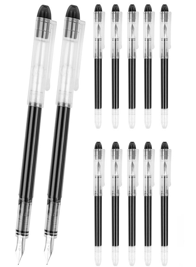 FEIDIAO 12Pcs Disposable Fountain Pens,Smooth Writing Black Pens,Quick Drying Ink Pen,Office School Supplies for Doodling,Sketching,Calligraphy(Black) - Image 1